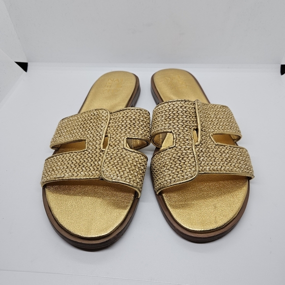 Naturalizer Fame2 gold knit slide sandals size 8.5M - Picture 2 of 7